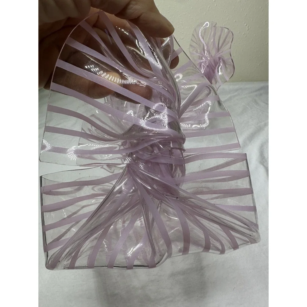 CT Designs Retro Charlevoix MI Lucite Acrylic Freeform Pink‎ Stripes Basket Set